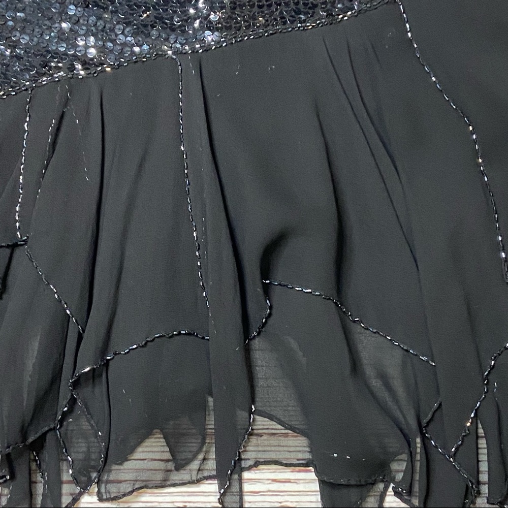 Vintage Oleg Cassini Black Silk and Sequin Dress Sz 8 - Picture 8 of 15
